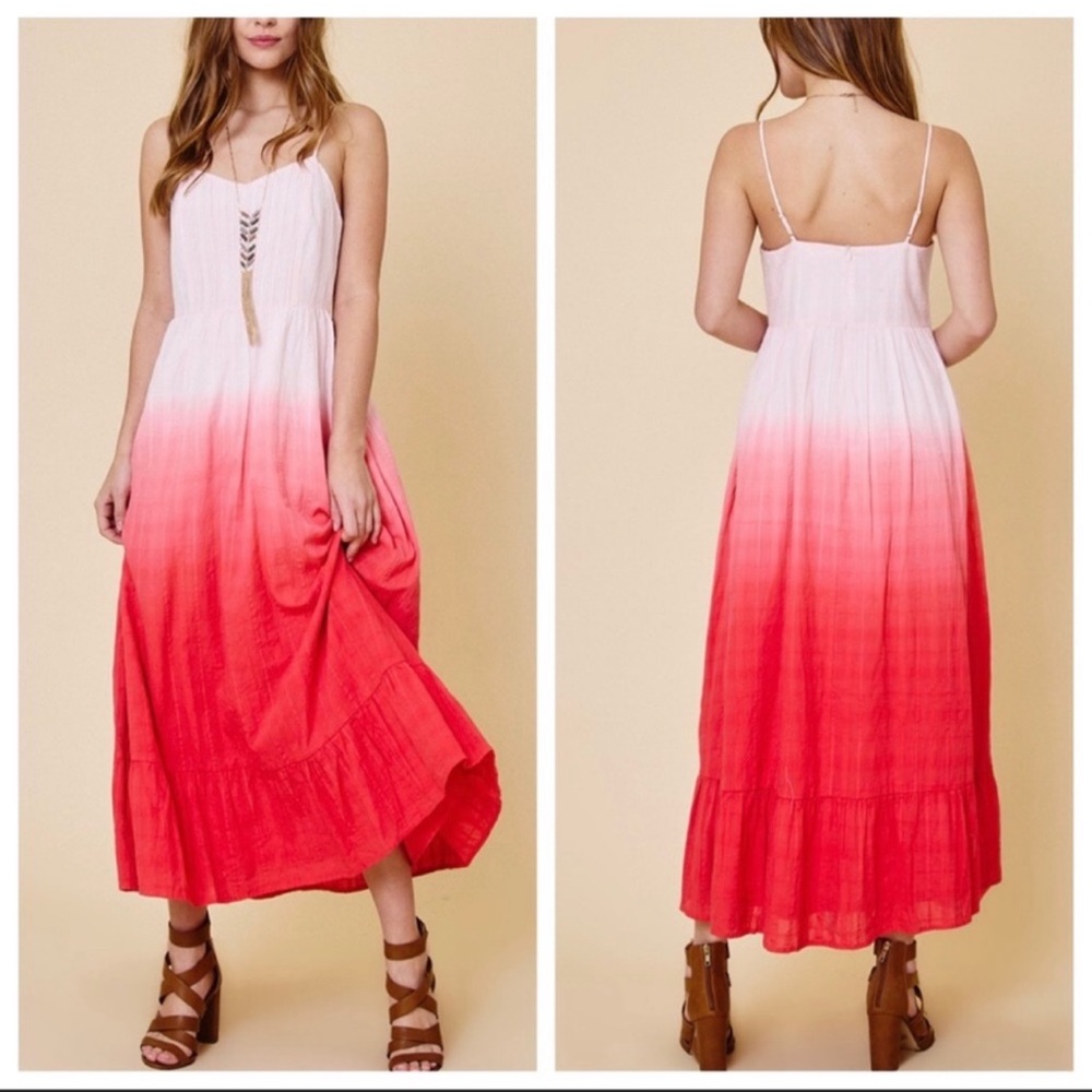 Tie Dye Boho Fuchsia Midi Dress